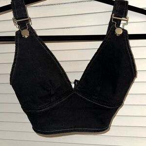 Carmar Black Denim Crop Top - Size 6
